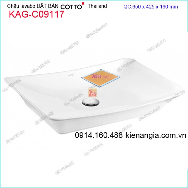 Chậu lavabo nghệ thuật đặt bàn  COTTO Thailand KAG-C09117