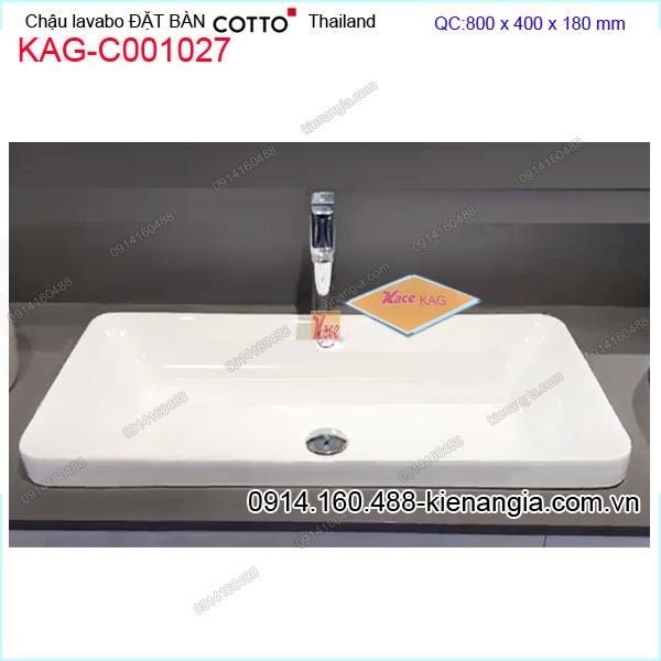 Chậu lavabo chữ nhật đặt bàn  COTTO Thailand KAG-C001027