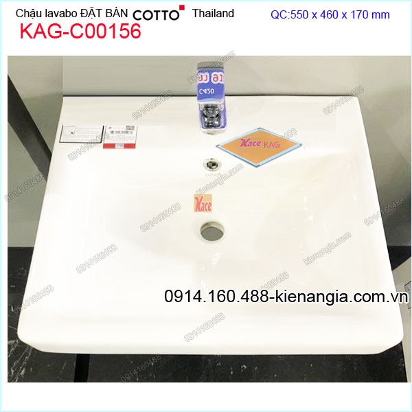 Chậu lavabo vuông đặt bàn  COTTO Thailand KAG-C00156