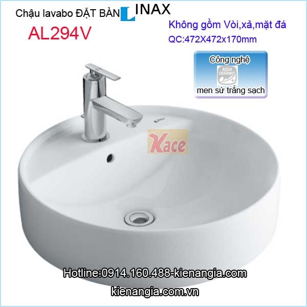 Chậu lavabo tròn đặt bàn Aqua ceramic Inax KAG-AL294V