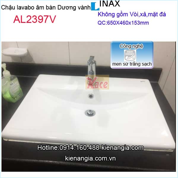 Chậu rửa mặt dương vành Aqua ceramic Inax KAG-AL2397V