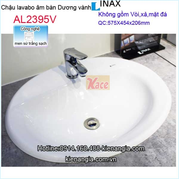 Chậu rửa mặt dương vành Aqua ceramic Inax KAG-AL2395V