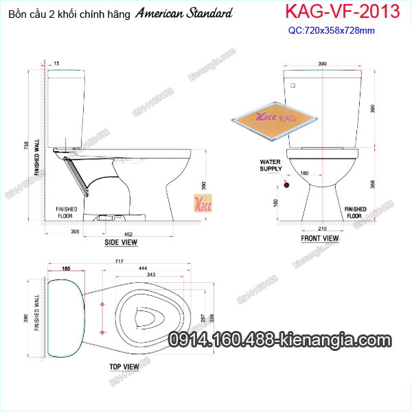 KAG-VF2013-Bon-cau-2-khoi-American-Standard-KAG-VF2013-kich-thuoc-lap-dat