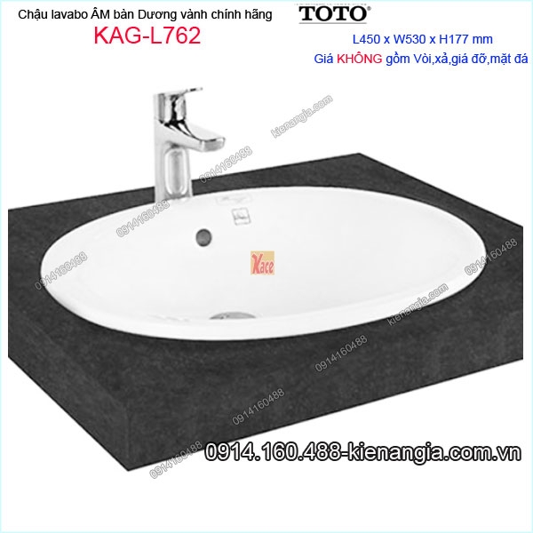 Chậu lavabo Âm bàn dương vành TOTO chính hãng 450x530mm KAG-L762