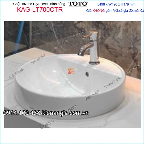 Chậu lavabo tròn ĐẶT BÀN TOTO 490x490mm KAG-LT700CTR