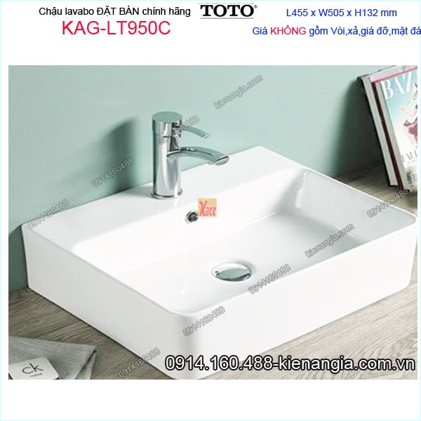 Chậu lavabo Vuông ĐẶT BÀN TOTO TOTO 455X505mm KAG-LT950C