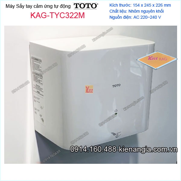 Máy sấy tay cảm ứng tự động chính hãng TOTO KAG-TYC322M