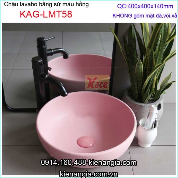Chậu lavabo màu hồng đặt bàn KAG-LMT58