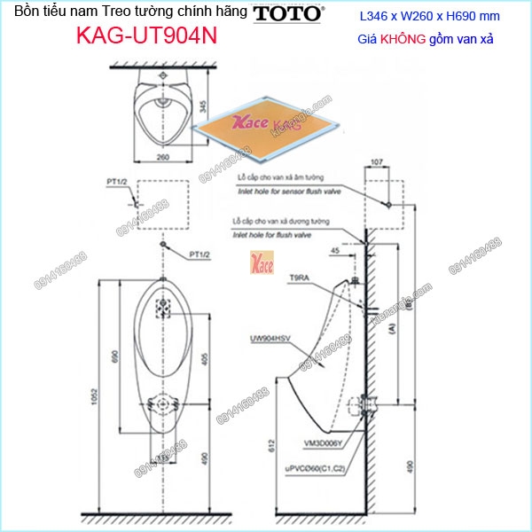 KAG-UT904N-Bon-tieu-nam-treo-tuong-TOTO-chinh-hang-346-x-260-x-690-mm-KAG-UT904N-KICH-THUOC-LAP-DAT
