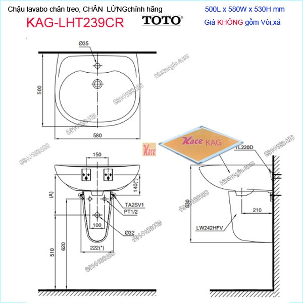 KAG-LHT239CR-Chau-lababo-CHAN-TREO-LUNG-chinh-hang-TOTO-500X580mm-KAG-LHT239CR-kich-thuoc-lap-dat