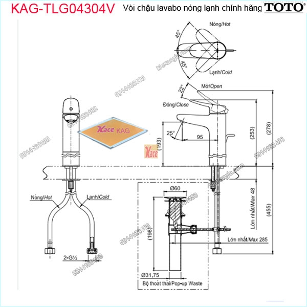 KAG-TLG04304V-Voi-chau-lavabo-BAN-AM-BAN-nong-lanh-chinh-hang-TOTO-KAG-TLG04304V-kich-thuoc-lap-dat