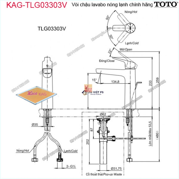 KAG-TLG03303V-Voi-chau-lavabo-BAN-AM-BAN-nong-lanh-chinh-hang-TOTO-KAG-TLG03303V-kich-thuoc-lap-dat