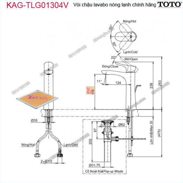 KAG-TLG01304V-Voi-chau-lavabo-BAN-AM-BAN-nong-lanh-chinh-hang-TOTO-KAG-TLG01304V-thong-so-lap-dat