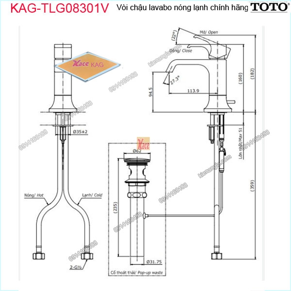 KAG-TLG08301V-Voi-chau-lavabo-nong-lanh-chinh-hang-TOTO-KAG-TLG08301V-kich-thuoc