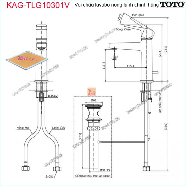 KAG-TLG10301V-Voi-chau-lavabo-nong-lanh-chinh-hang-TOTO-KAG-TLG10301V-kich-thuoc