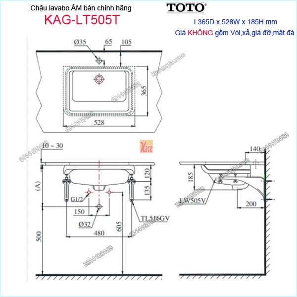 KAG-LT505T-Chau-lavabo-Am-ban-TOTO-chinh-hang-365x528mm-KAG-LT505T-kich-thuoc-lap-dat