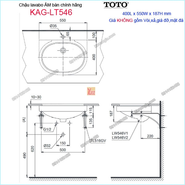 KAG-LT546-Chau-lavabo-Am-ban-TOTO-chinh-hang-400x550mm-KAG-LT546-kich-thuoc-lap-dat-1