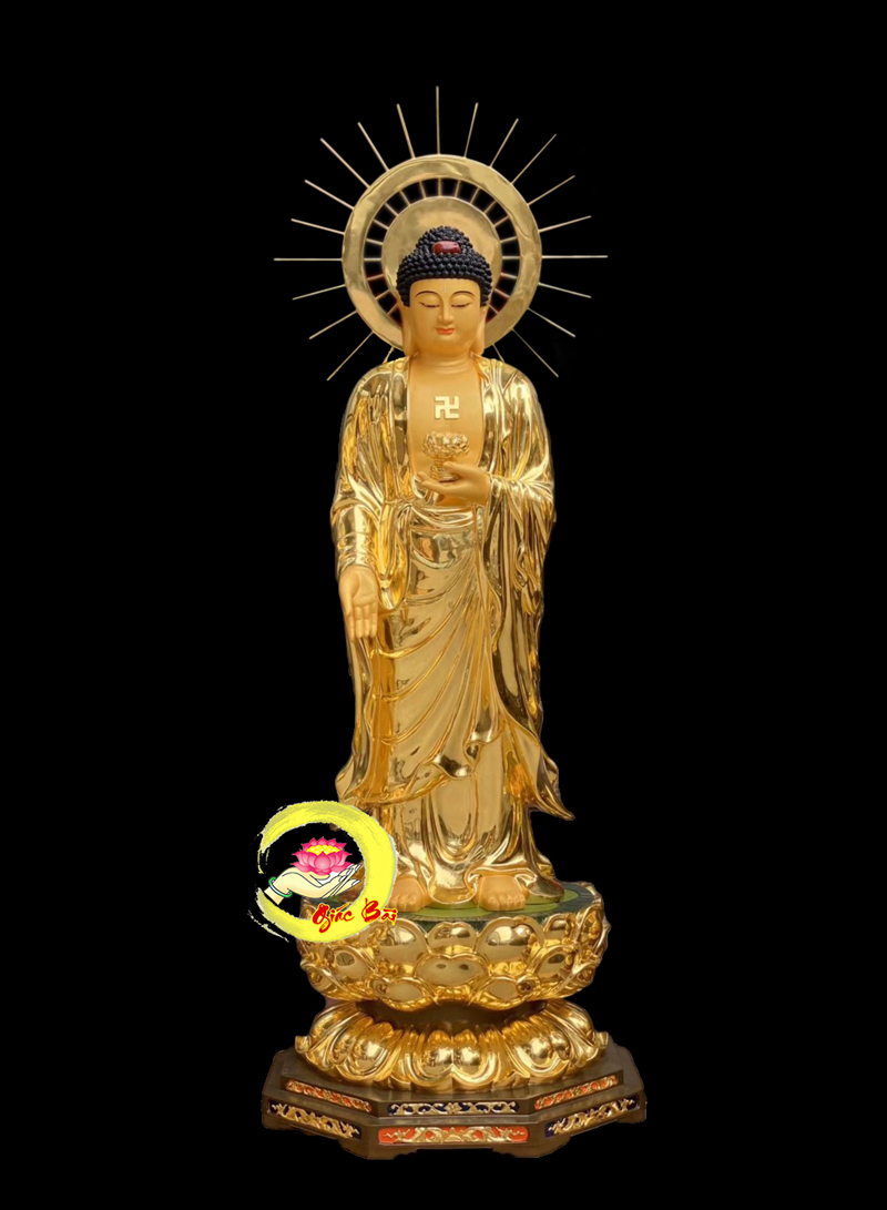 Tượng Phật A Di Đà đồng Đài Loan Dát Vàng Cao Cấp, Cao 196cm