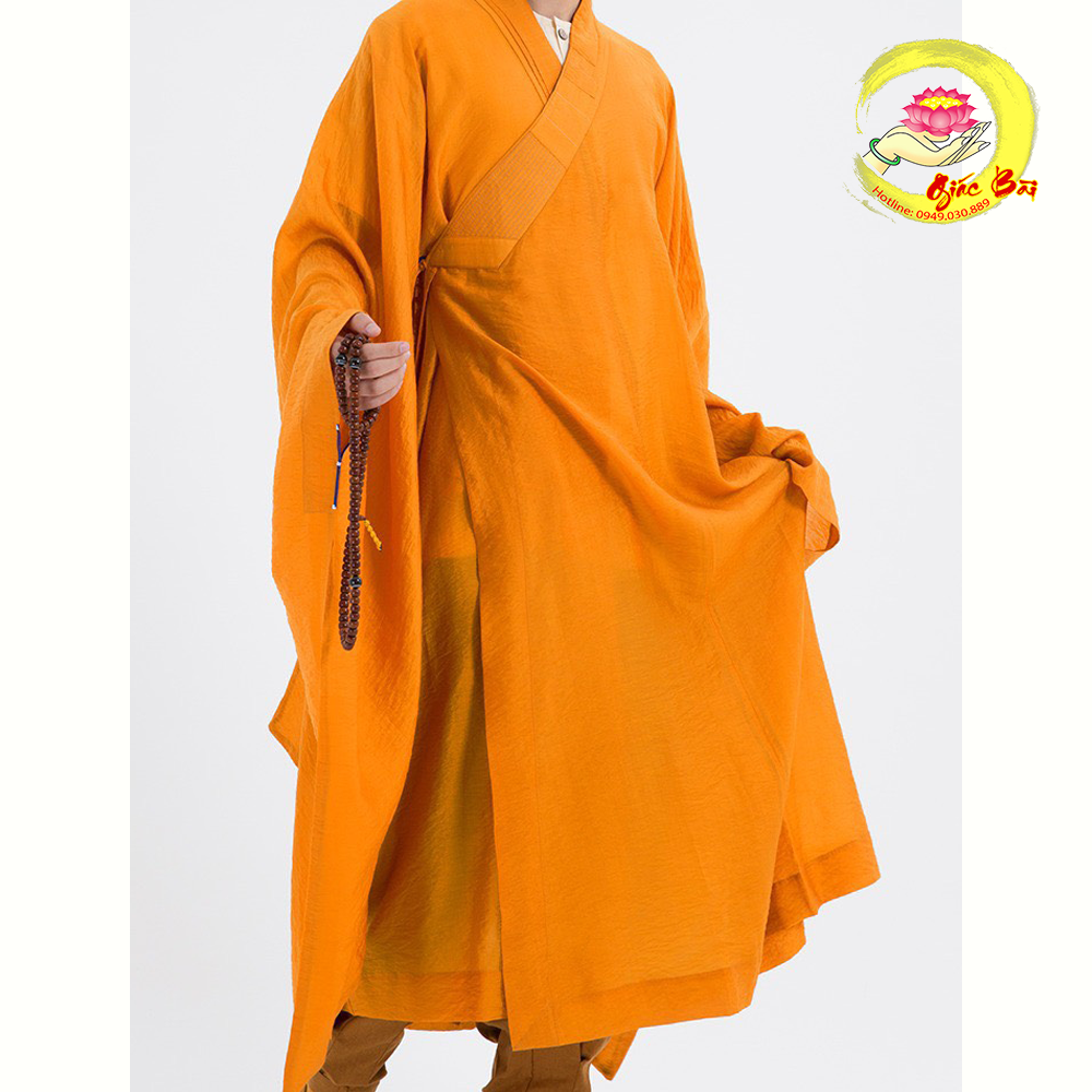 Áo Tràng Hải Thanh Đài Loan Màu Vàng Vải Lụa  Cho Phật Tử Nam Nữ Đi Lễ Chùa