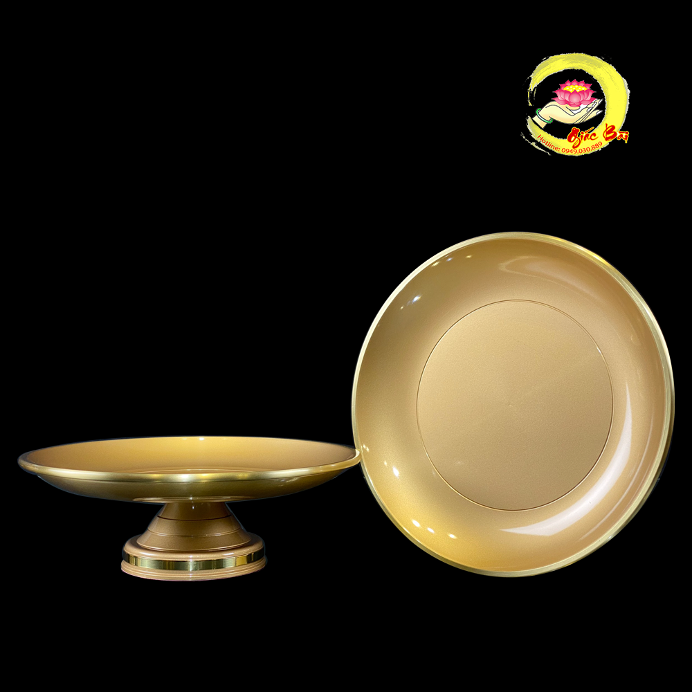 Mâm bồng thờ bằng đồng vàng Đài Loan cao cấp nhiều kích thước từ 17,5cm, 20cm, 22,5cm