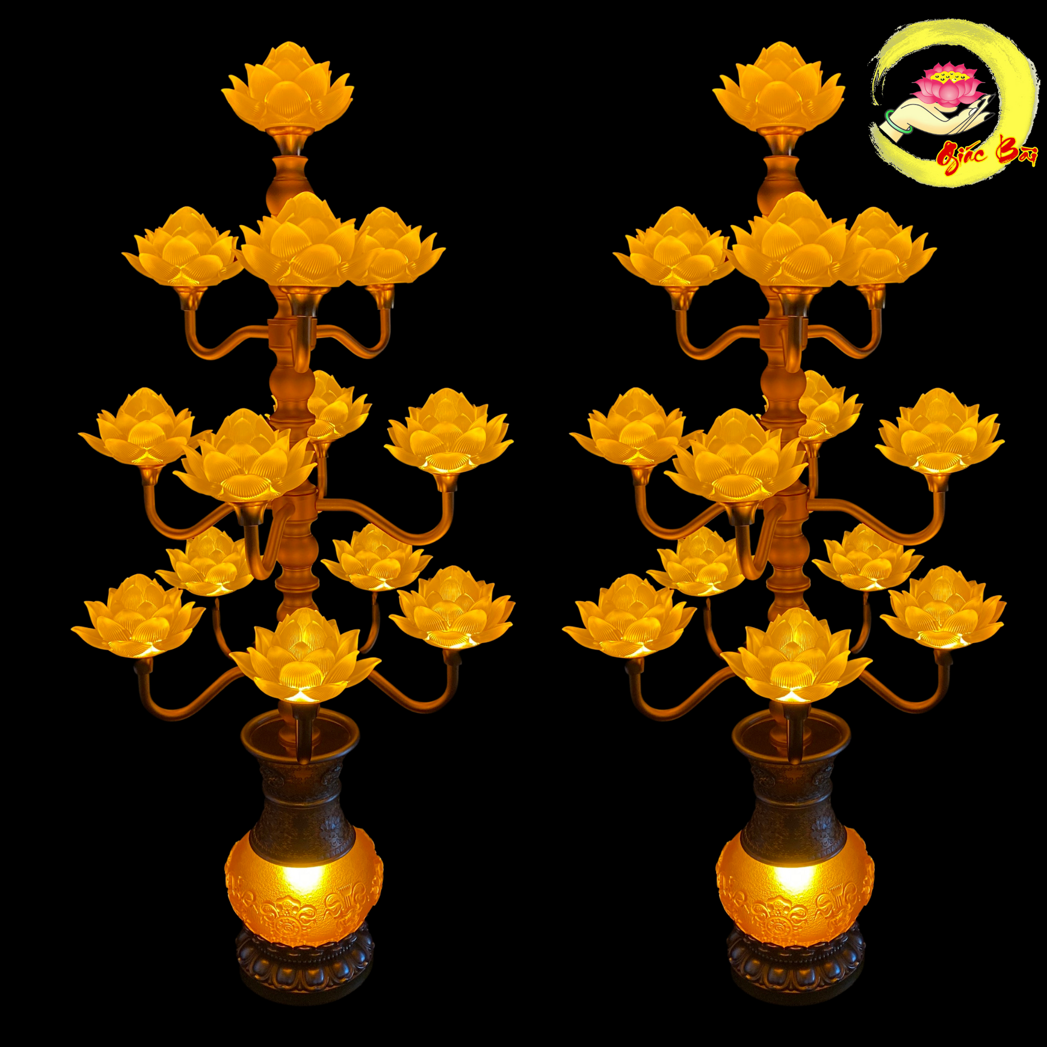 Đèn hoa sen bình lưu ly 13 bông cao 123 cm