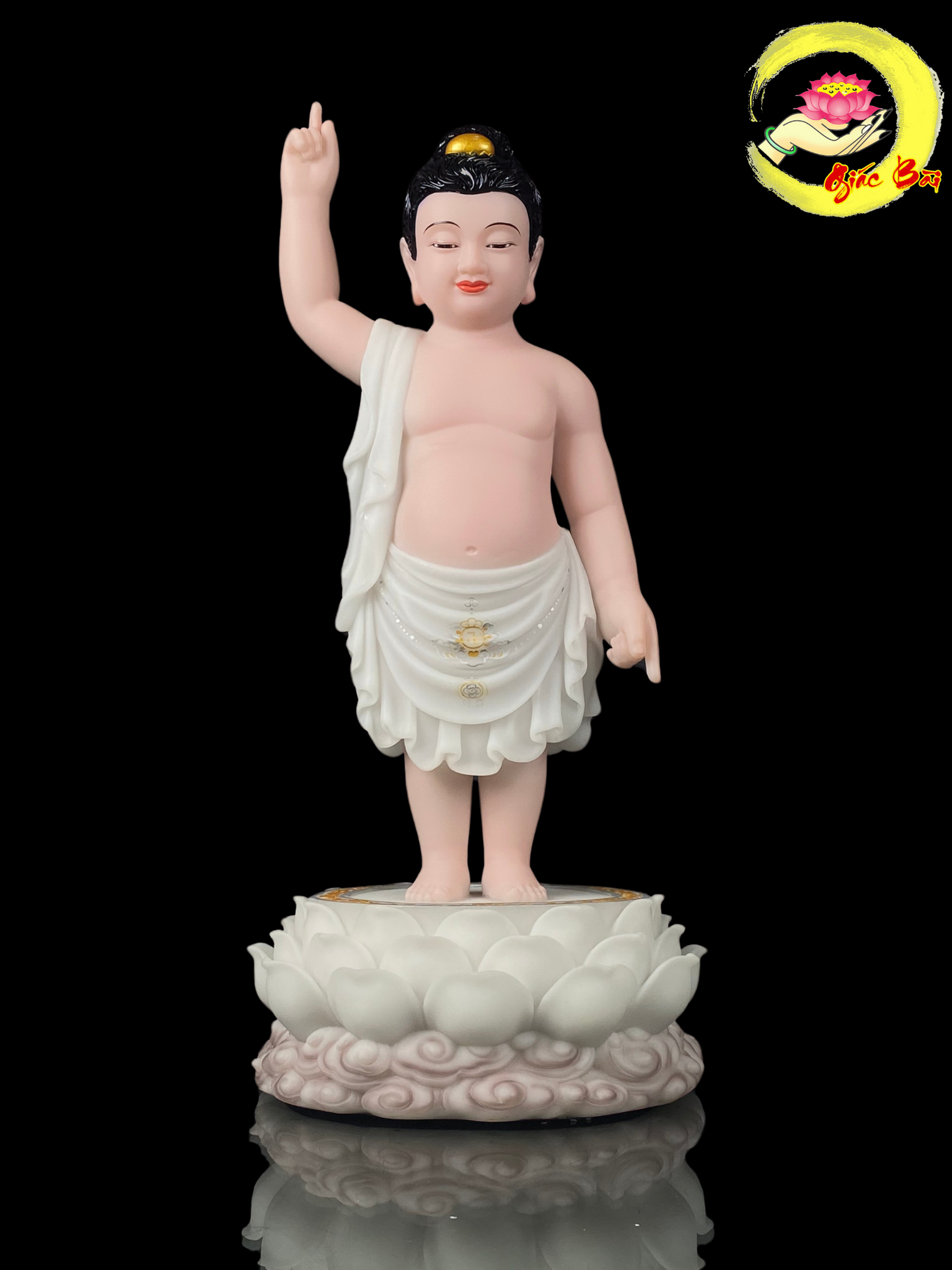 Tượng Phật Đản Sinh Bằng Bột Đá Cao 40, 48 cm