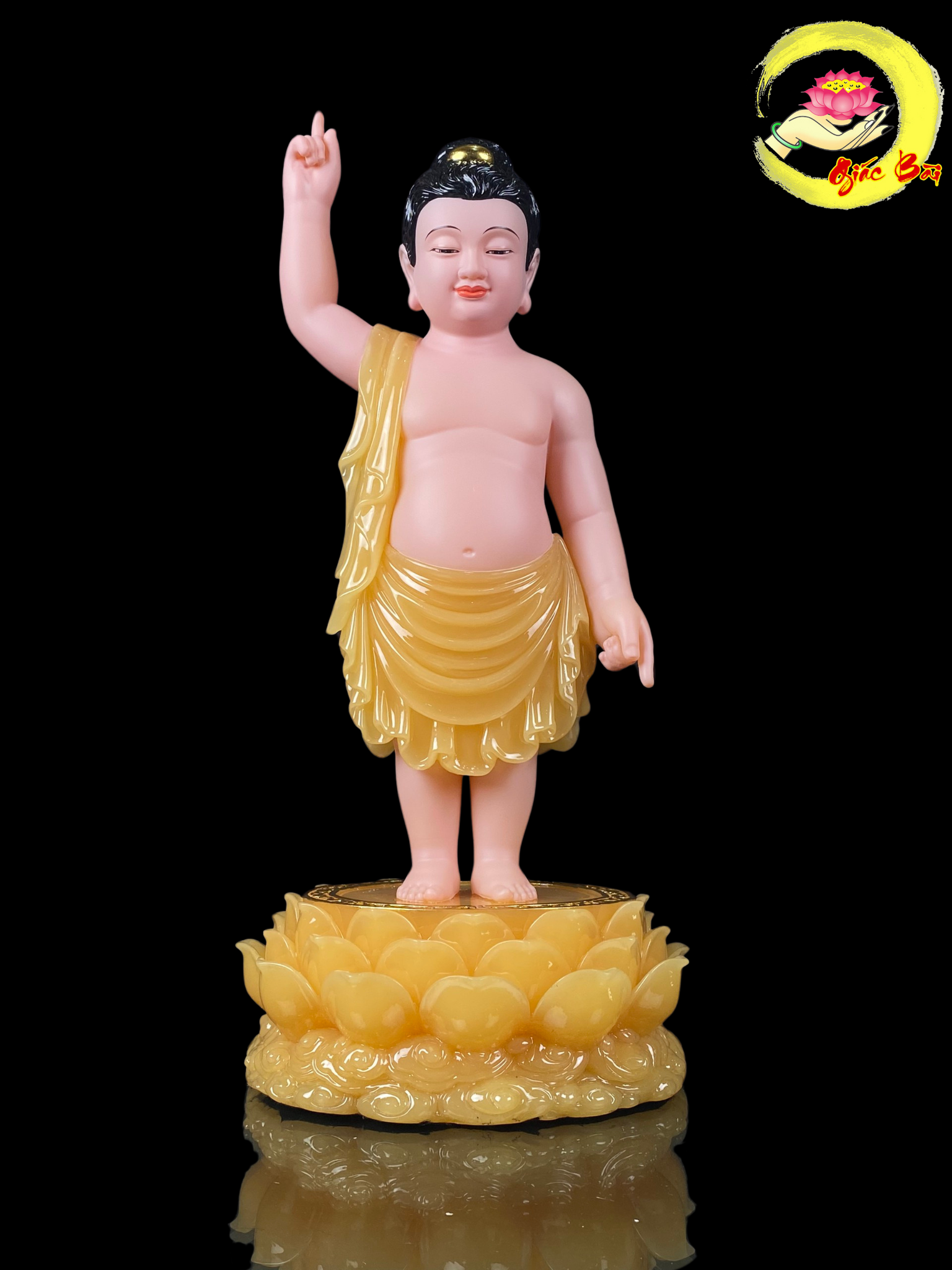 Tượng Phật Đản Sinh Bằng Bột Đá Thạch Anh Cao 40, 48 cm