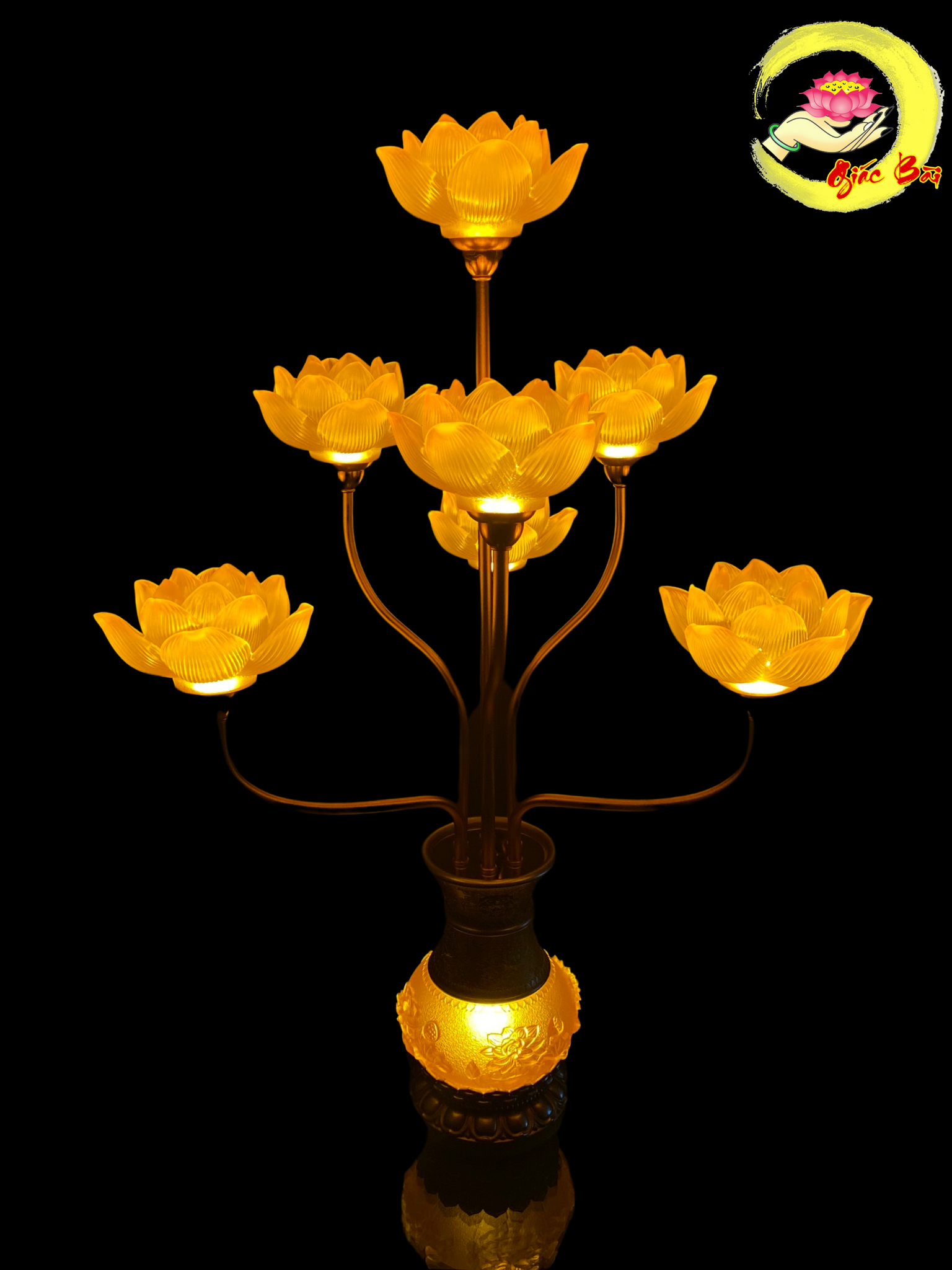 Đèn hoa sen bình lưu ly 7 bông cao 75 cm