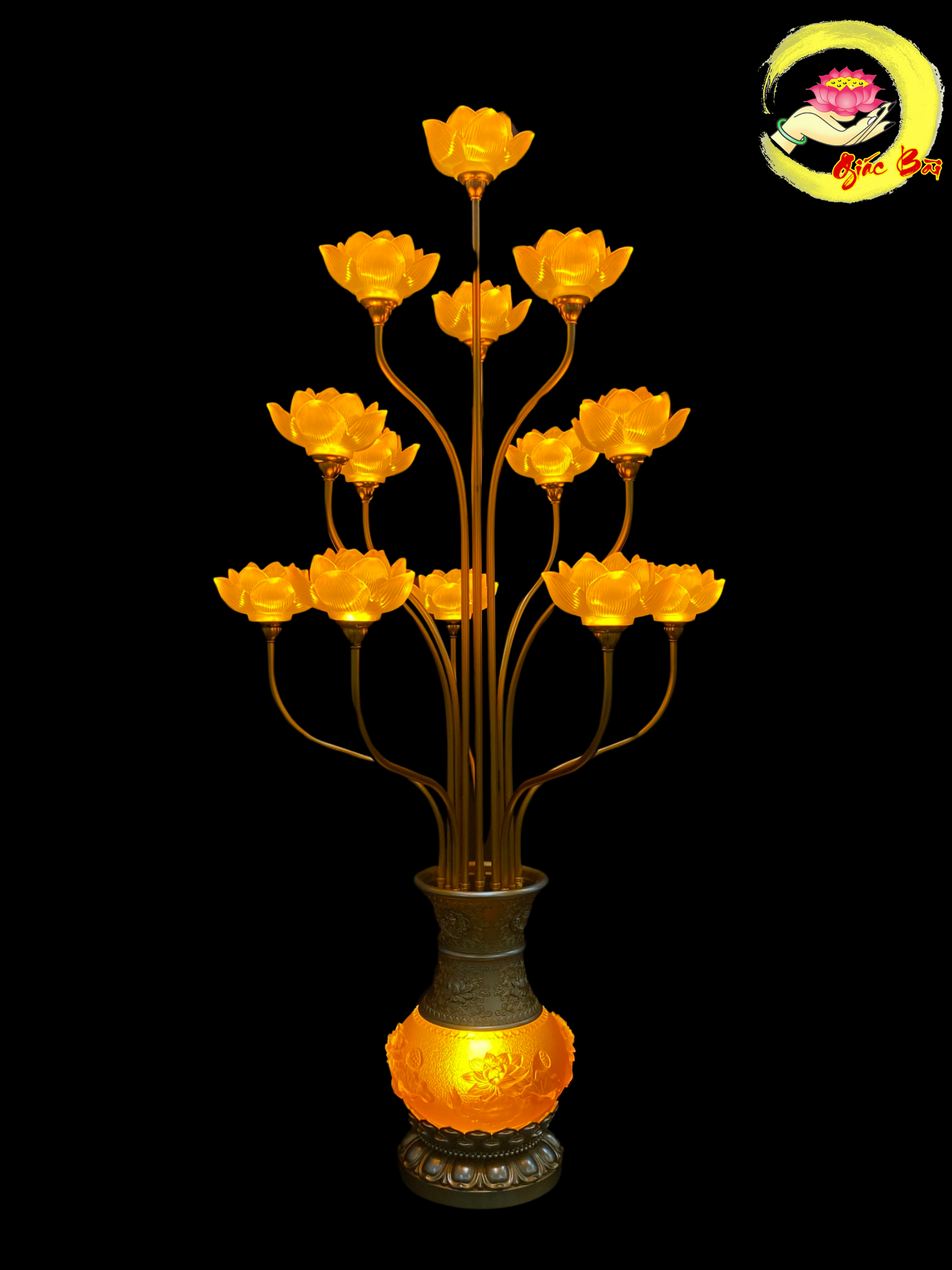 Đèn hoa sen bình lưu ly 13 bông cao 126 cm