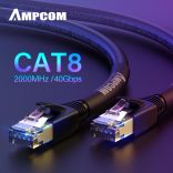 Dây Pactch Cord CAT8 cao cấp PASS FLUKE TEST - AMPCOM CAT8 Standard Ethernet Cable 2M Black