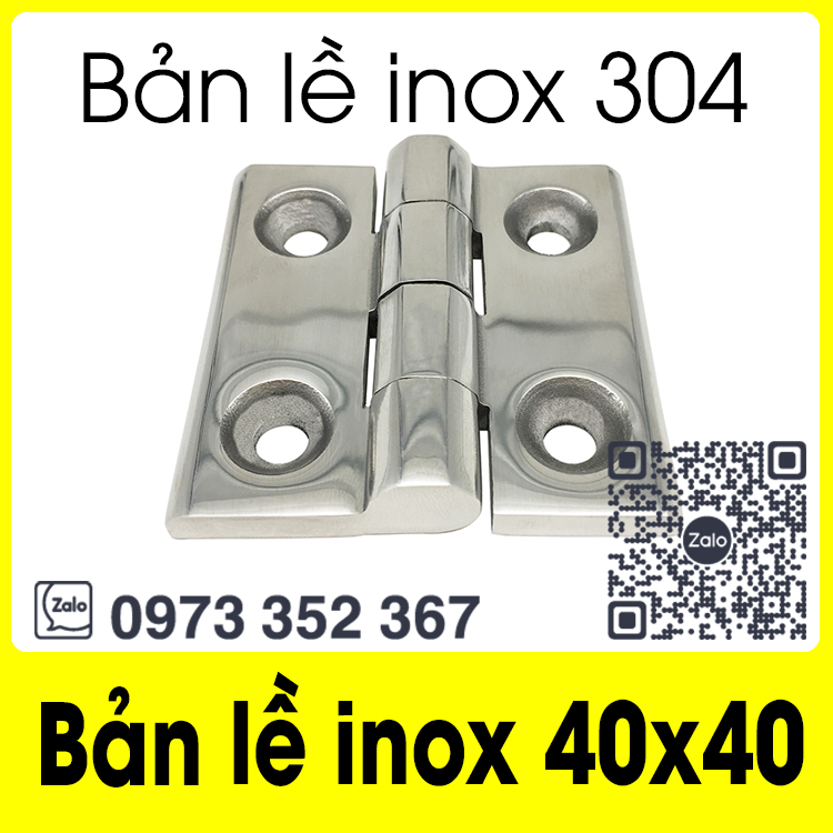 Bản lề inox 304 40x40 / Bản lề thép không gỉ CL218-3 / Bản lề cửa tủ 40x40 inox