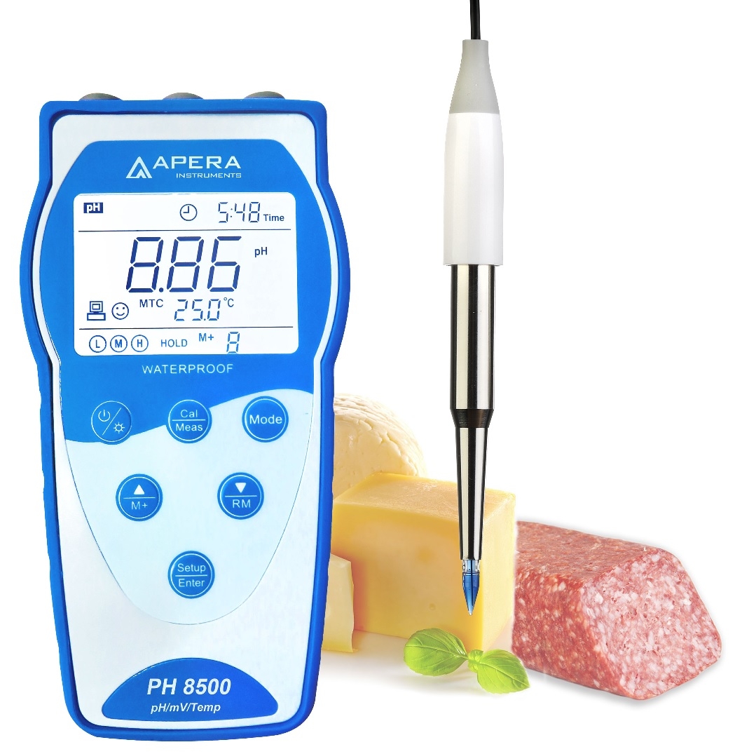 Máy đo pH/mV/nhiệt độ cầm tay trong thực phẩm/mẫu bán rắn (quản lý dữ liệu theo GLP) APERA