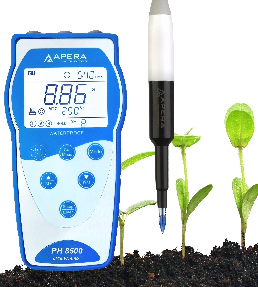 Máy đo pH/mV/nhiệt độ cầm tay trong đất (đo trực tiếp) (lưu trữ và truy xuất dữ liệu theo GLP) APERA