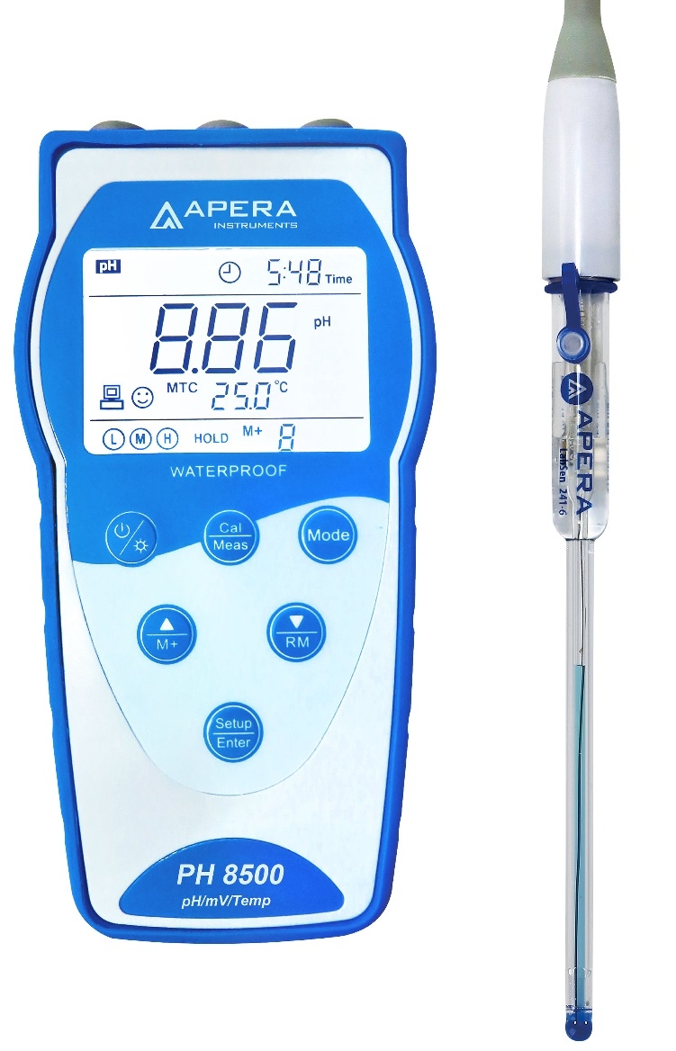 Máy đo pH/mV/nhiệt độ cầm tay, đo lượng mẫu nhỏ/ đo trong ống nghiệm (theo GLP) APERA