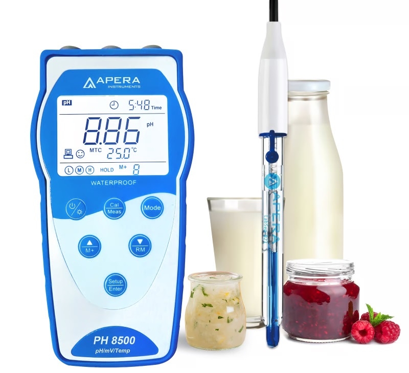 Máy đo pH/mV/nhiệt độ cầm tay trong sữa/ thực phẩm long (theo GLP) APERA