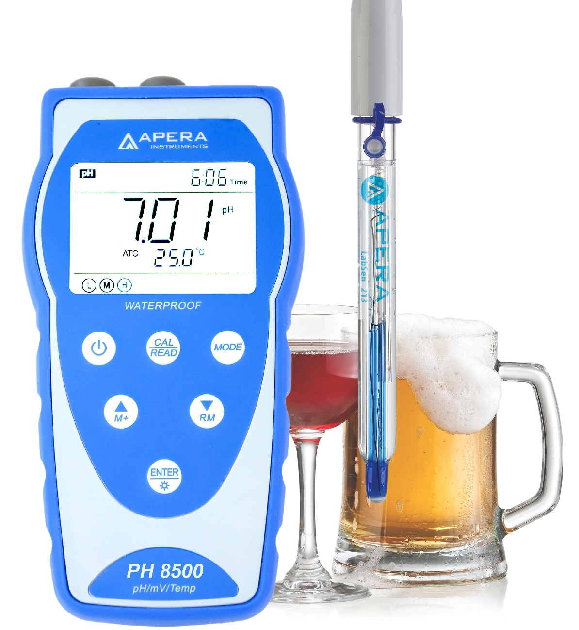 Máy đo pH/mV/nhiệt độ cầm tay trong đồ uống (lưu trữ và truy xuất dữ liệu theo GLP) APERA