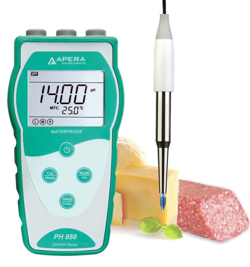 Máy đo pH/mV/nhiệt độ cầm tay trong thực phẩm/mẫu bán rắn Apera