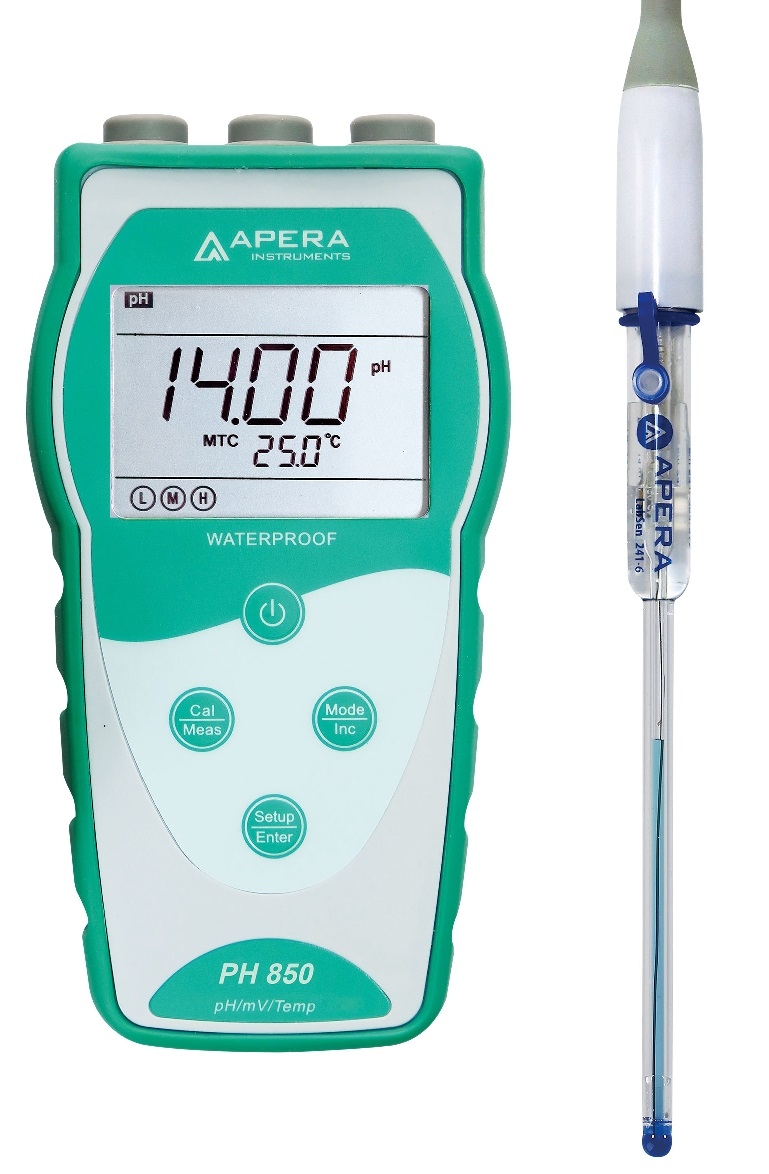 Máy đo pH/mV/nhiệt độ cầm tay, đo lượng mẫu nhỏ/ đo trong ống nghiệm Apera