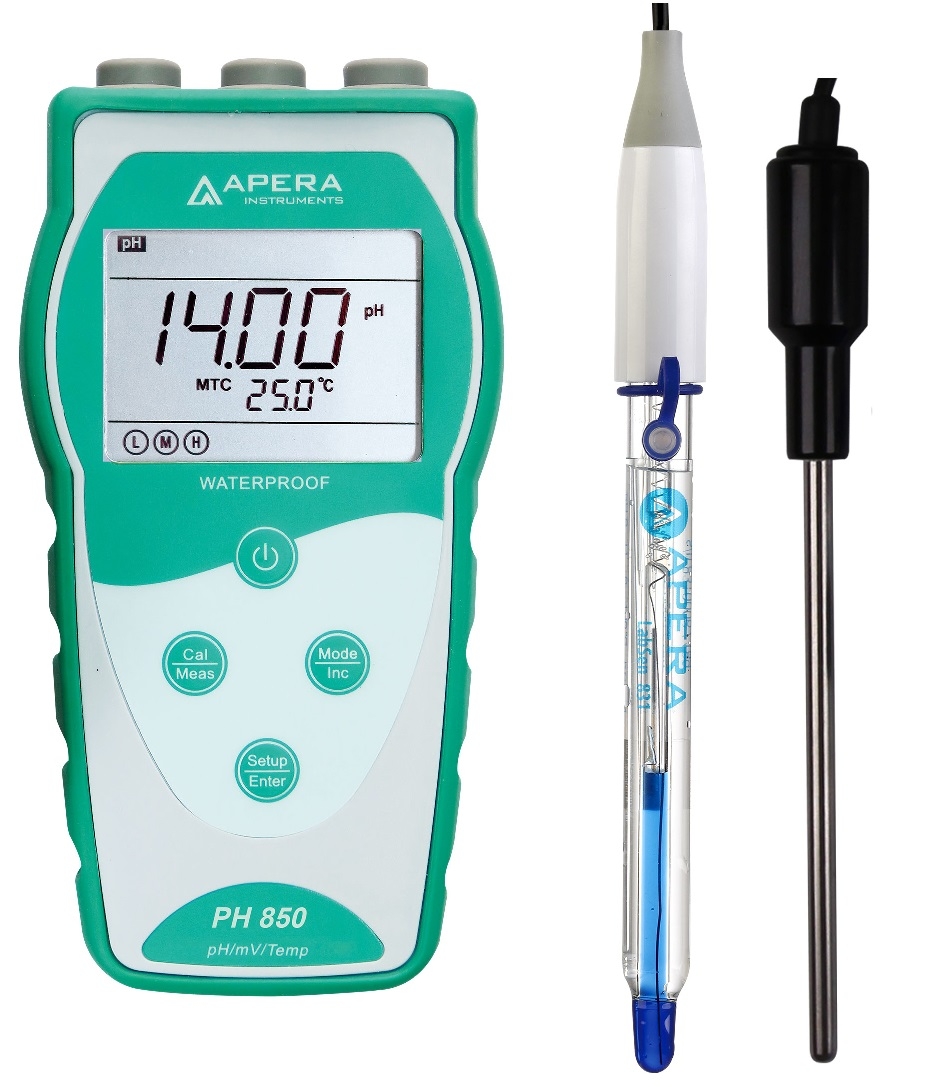 Máy đo pH/mV/nhiệt độ cầm tay trong dung dịch axit mạnh hoặc HF Apera