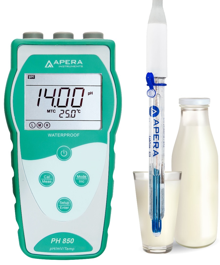 Máy đo pH/mV/nhiệt độ cầm tay trong sữa/ thực phẩm lỏng Apera