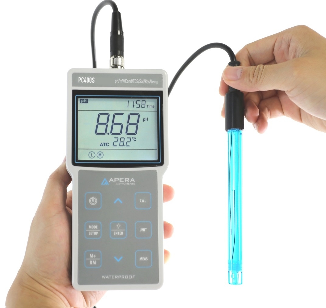 Máy đo pH/độ dẫn/TDS/mV/nhiệt độ cầm tay (quản lý dữ liệu GLP) Apera