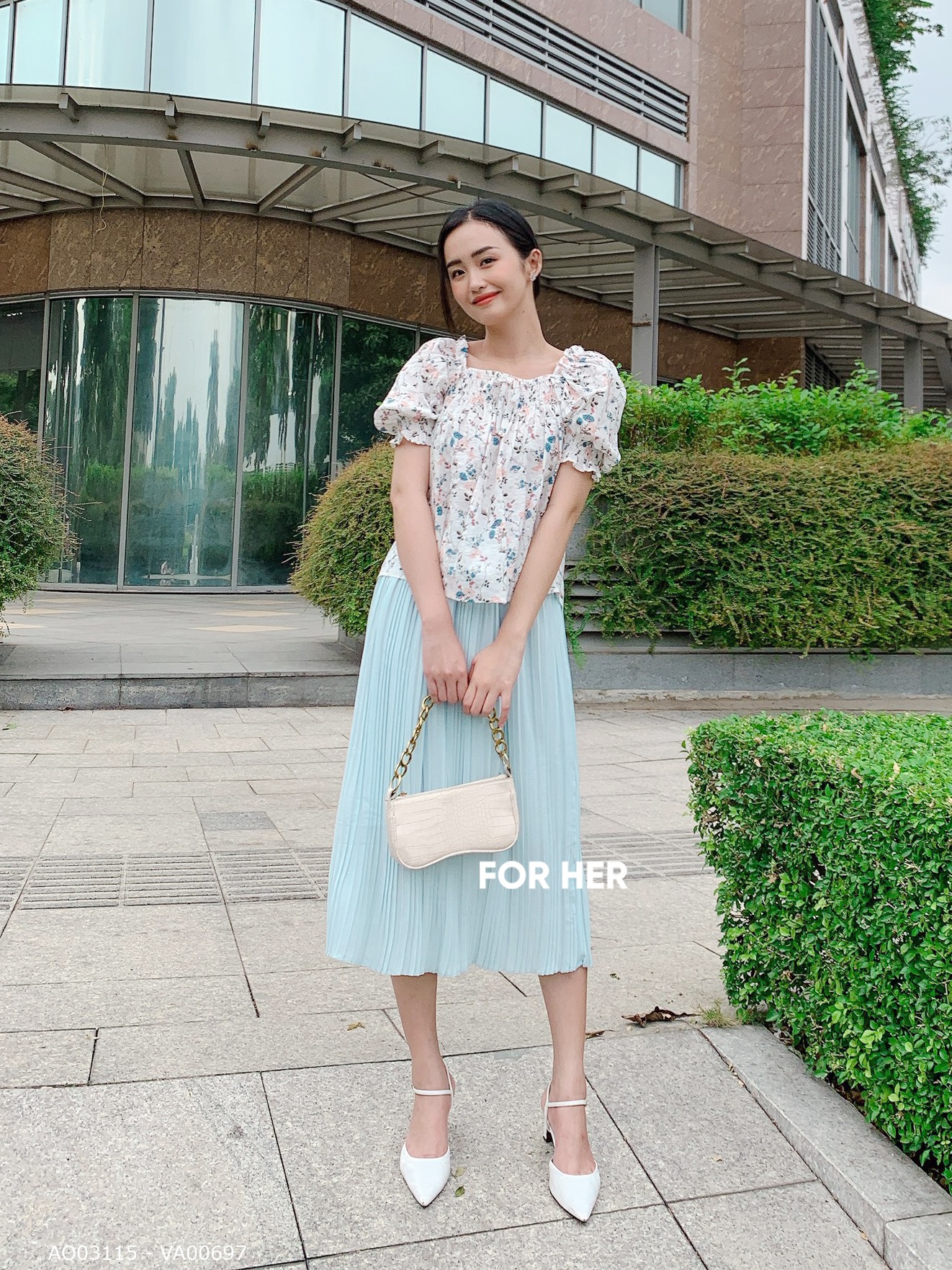 CHÂN VÁY XẾP LY màu xanh dương nhạt Olioli Fashion | Shopee Việt Nam