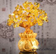 Cây Tài Lộc Đá Thạch Anh Vàng 18.5cm (vàng)