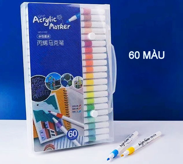 Bộ 60 Bút Màu Acrylic Chống Nước Vẽ Trên Mọi Chất Liệu