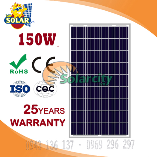 Tấm Pin Năng Lượng Mặt Trời Poly Solarcity 150W