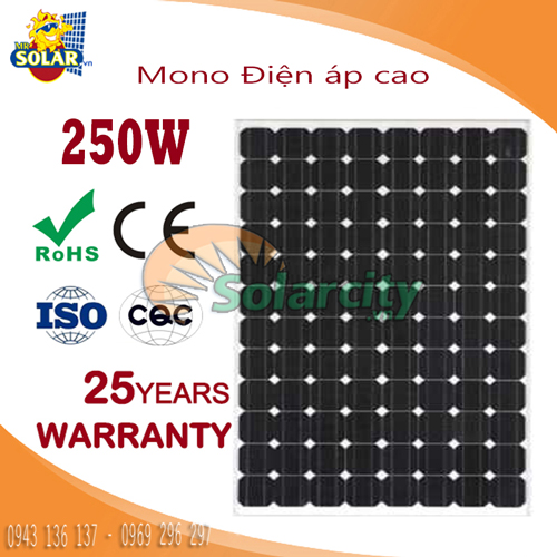Tấm Thu Năng Lượng Mặt Trời Mono Solarcity 250W điện áp cao