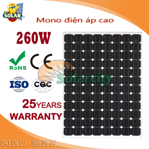 Tấm Thu Năng Lượng Mặt Trời Mono Solarcity 260W Điện áp cao