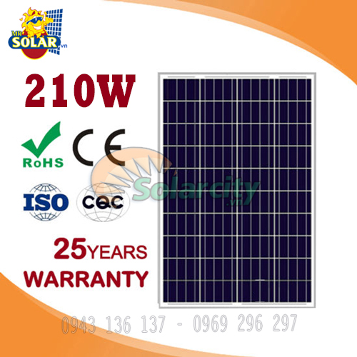 Tấm Pin Năng Lượng Mặt Trời Poly Solarcity 210w