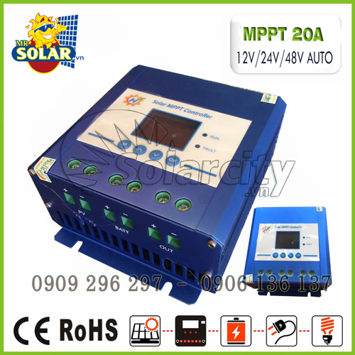 Điều khiển sạc năng lượng mặt trời MPPT 20A-12v/24v/48v