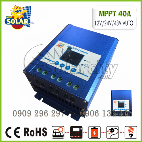 Điều khiển sạc năng lượng mặt trời MPPT 40A -12v/24v/48v